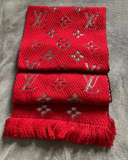 UOL LOU Red Silver Colour Double Side Heavy Quality Unisex Scarf 987235