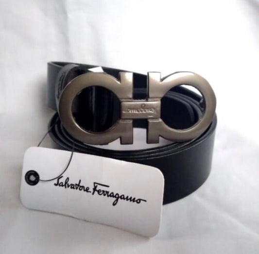 REF Multi Colour Buckle Black Leather Ladies Belt 87471