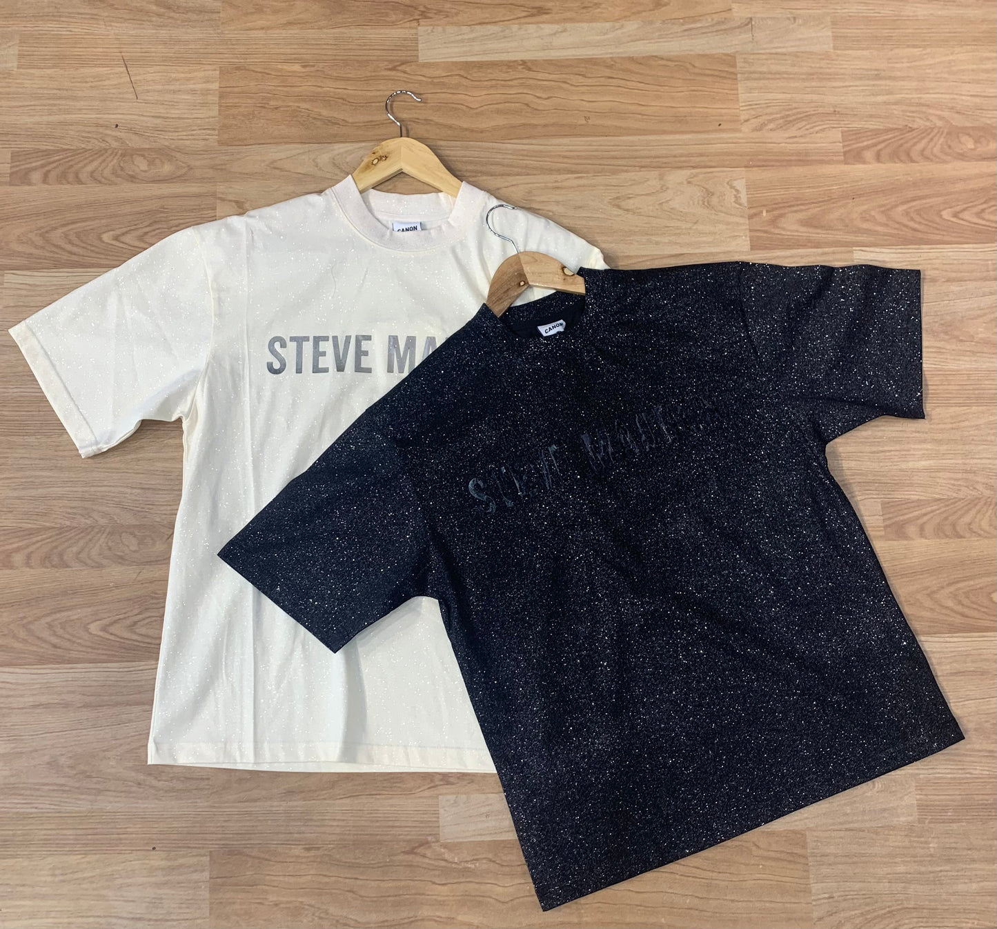 CANON Steve Madden Black Colour With Glitter Design Premium Quality Party Wear TShirt 57726