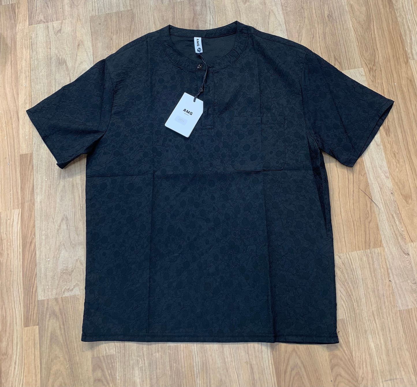 AMG Black Colour Premium Quality Chinese Collar Half Sleeve Tshirt 2011