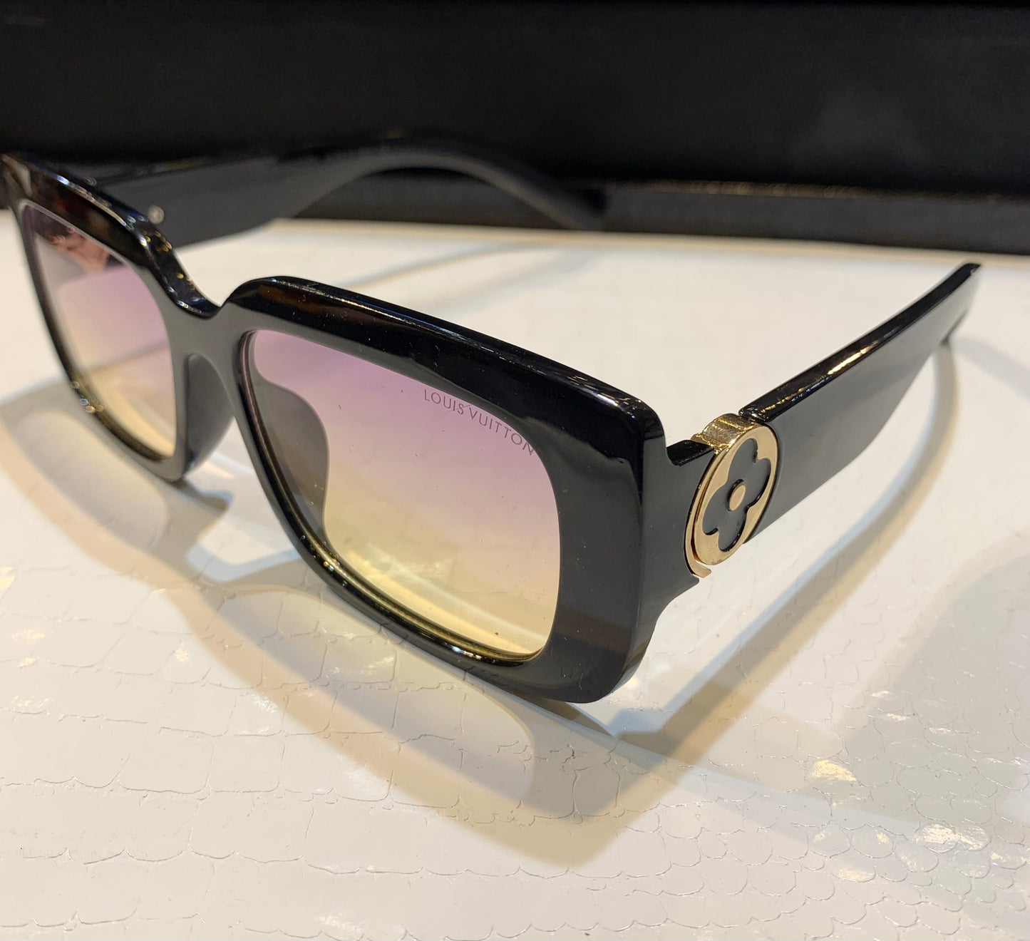 UOL VL Black Frame Pink yellow Shade Unisex Sunglass SUN016