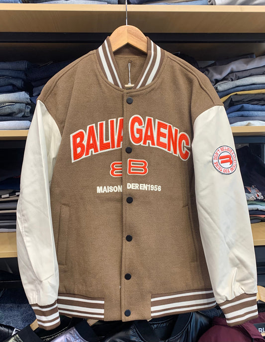 LAB Brown Colour With Front Embroidery Premium Quality Varsity Jacket 95622