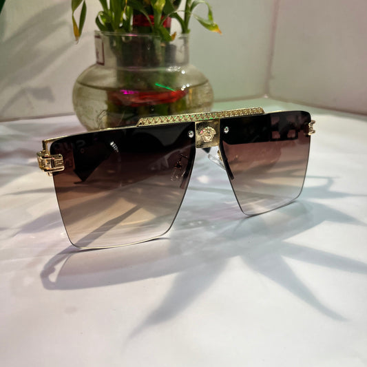 Rev Gold Black Frame Brown Shade Heavy Quality Sunglass 173956218140
