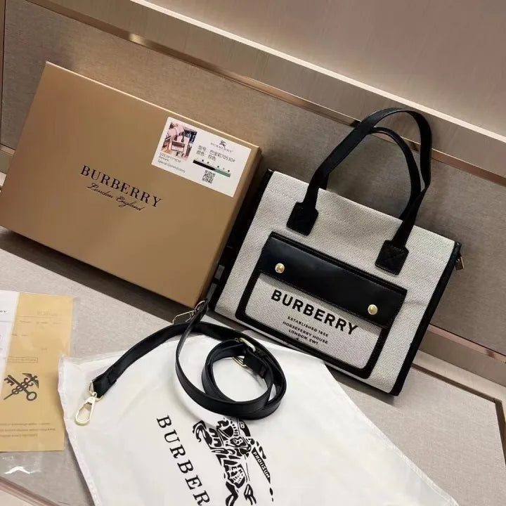 RUB Black Colour Spring RUB New Women's Bag Canvas Splice Shopping Bag Commuter Bag Large Capacity Tote Bag Shoulder Bag Handbag Ladies Bag 70530