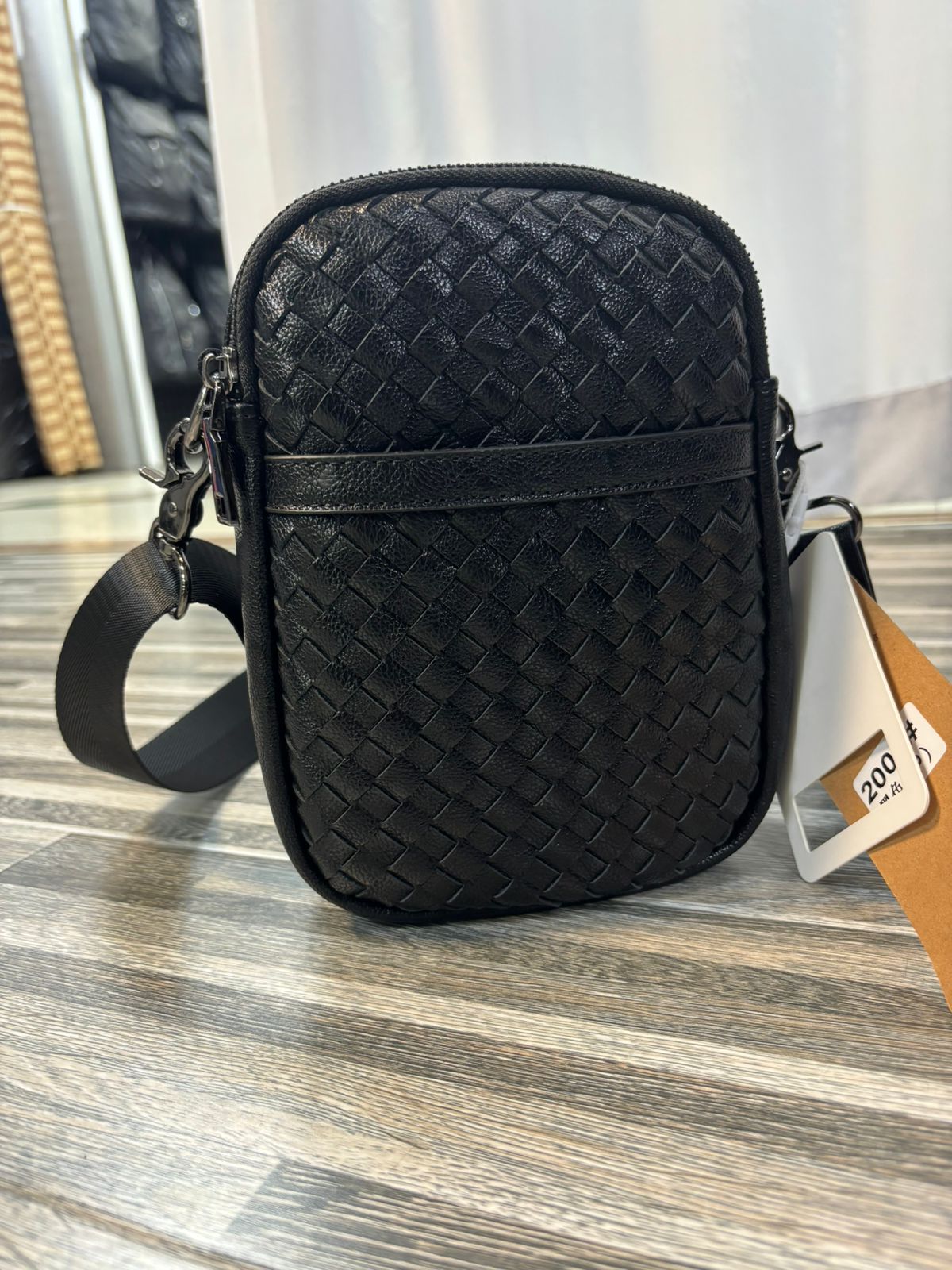 BV TOB Black Colour Leather Side Sling Unisex Messenger Bag 987807