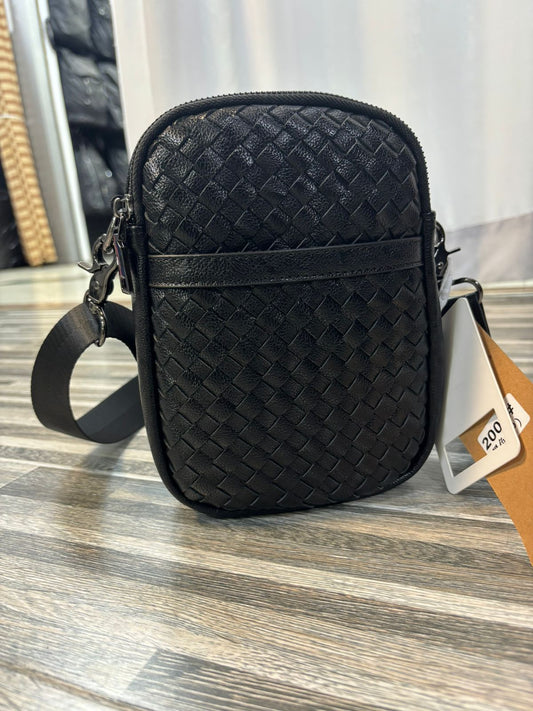 BV TOB Black Colour Leather Side Sling Unisex Messenger Bag 987807