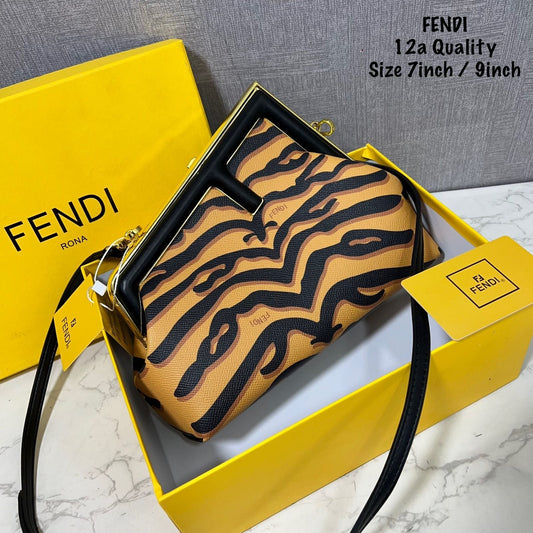 NEF Orange Colour With Leopard Print Premium Quality Ladies Hand Bag 88072