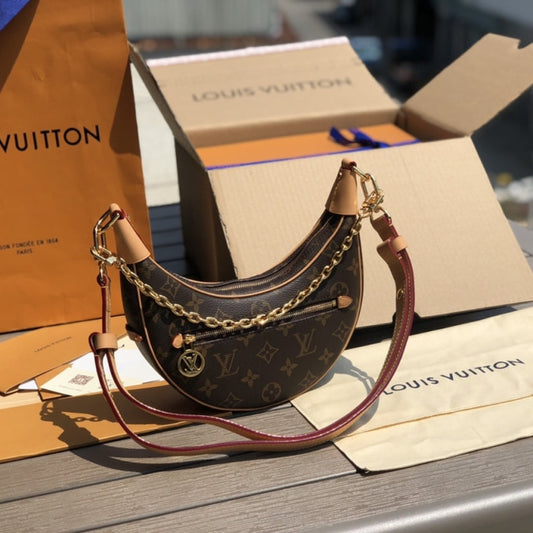 VL UOL Brown Colour With Moon Design Monogram Premium Quality Ladies Side Sling Bag 81098