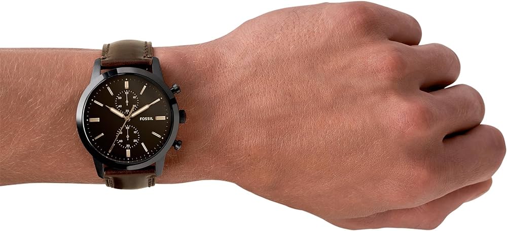 Sof Brown strap Black Dial chronograph Man Watch