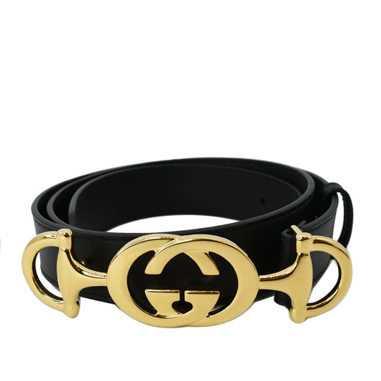 CUG Golden Buckle Black Ladies Belt 201101