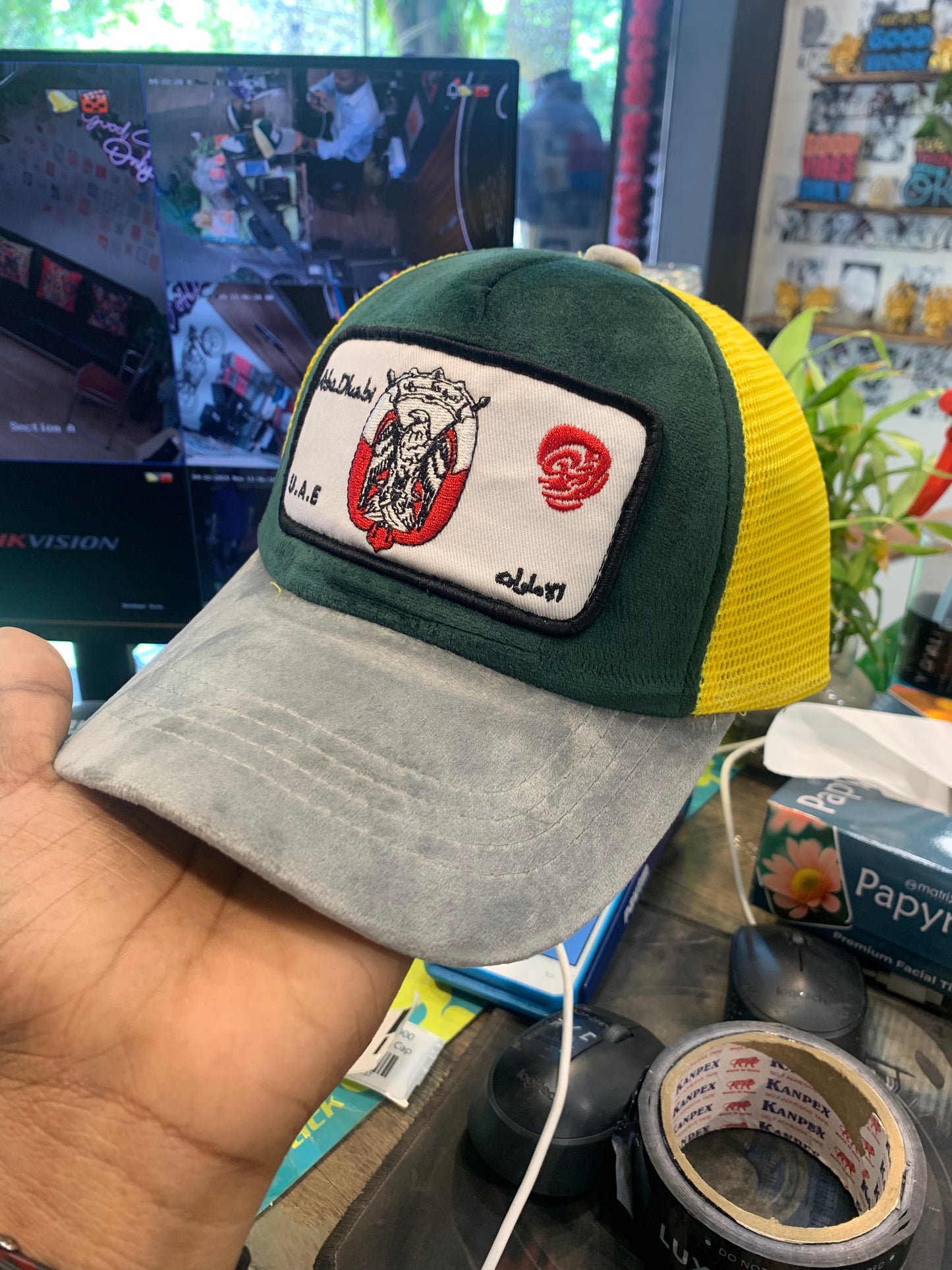 Abu Dhabi Green Grey Yellow Premium Quality Cap 64266