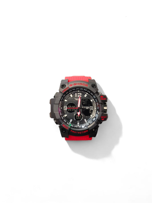 Oshg  Red Strap Black Dail Water Resistance Sports Watch 402111