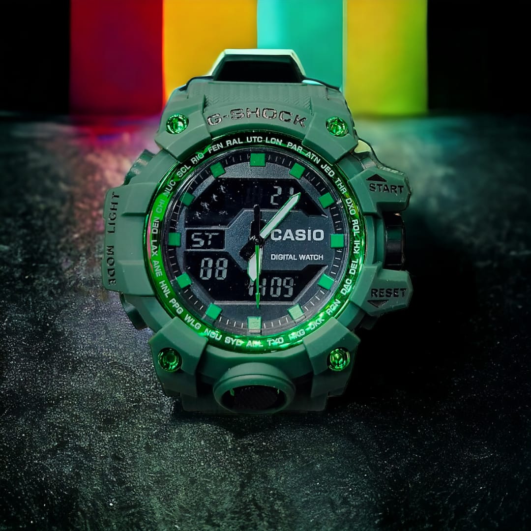 Oshg  Green Strap Green Dail Water Resistance Sports Watch 402114