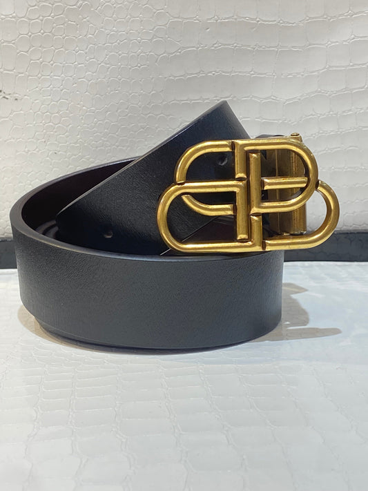 LAB BAL Gold Buckle With Black Brown Double Side Strap Men’s Imported Belt 987245