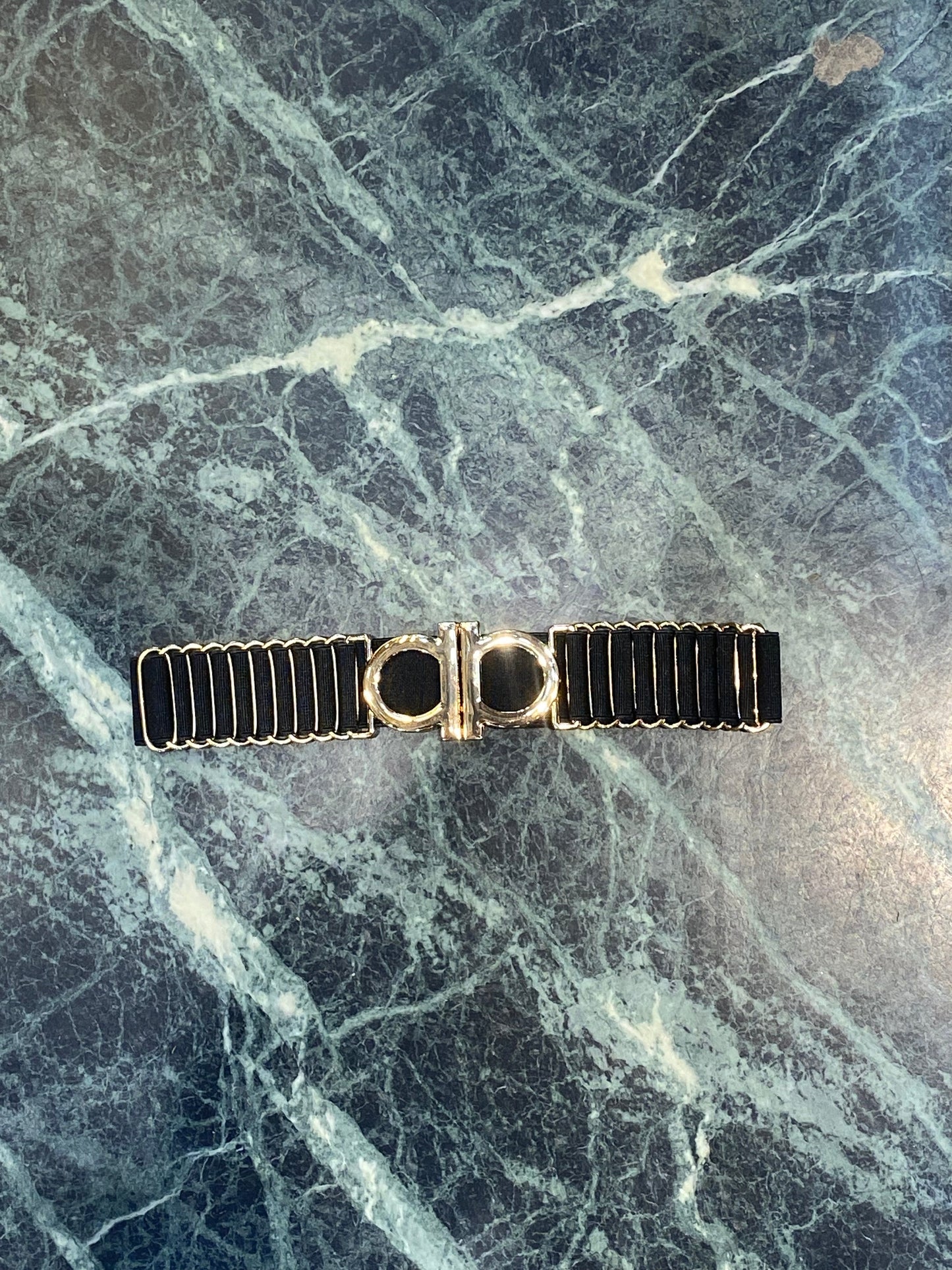 REF FER Gold Buckle Black Strep Girls Belt 987257