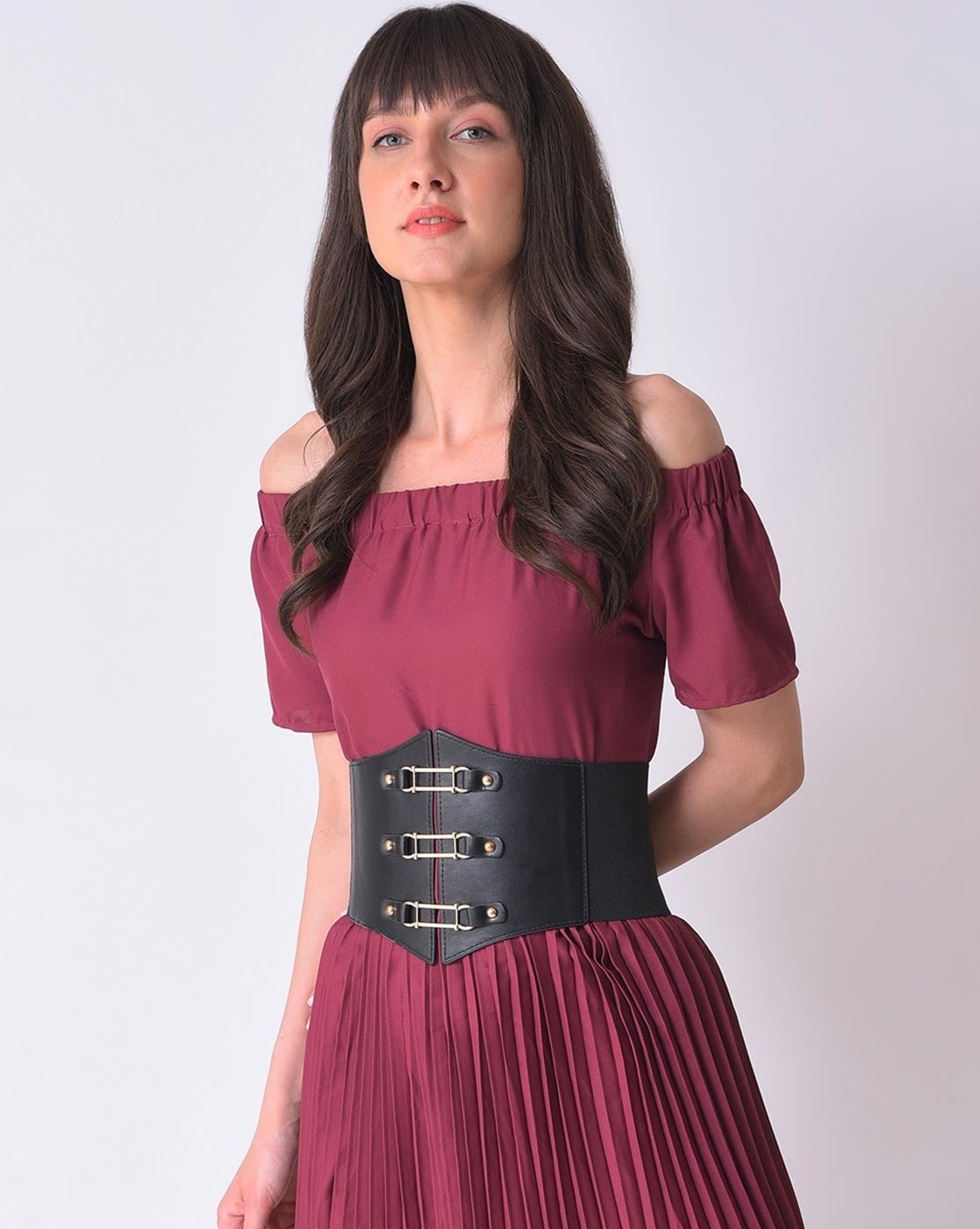 Women Leather Gold Black Colour Corset Belt 987267