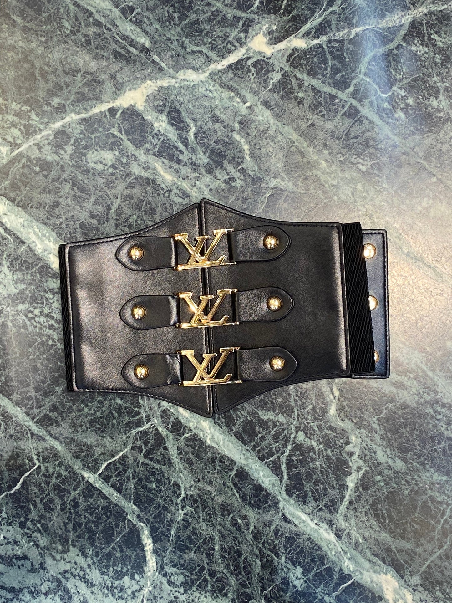 UOL LOU Women Leather Gold Black Colour Corset Belt 987269