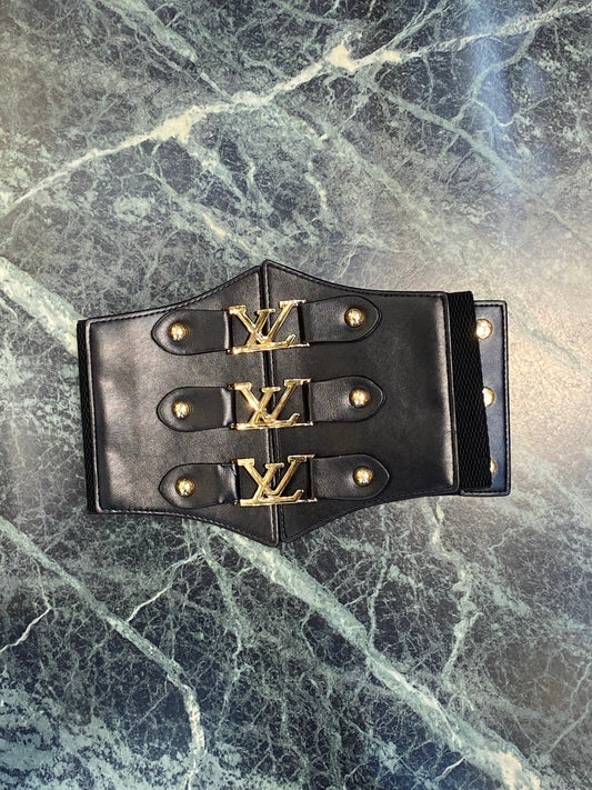 UOL LOU Women Leather Gold Black Colour Corset Belt 987269