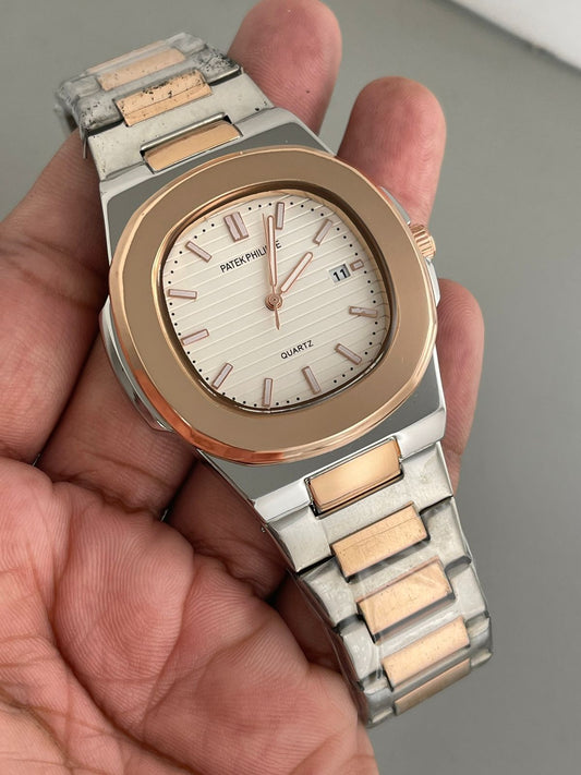 Pp Silver Copper Chain White Dial Men Watch 901622