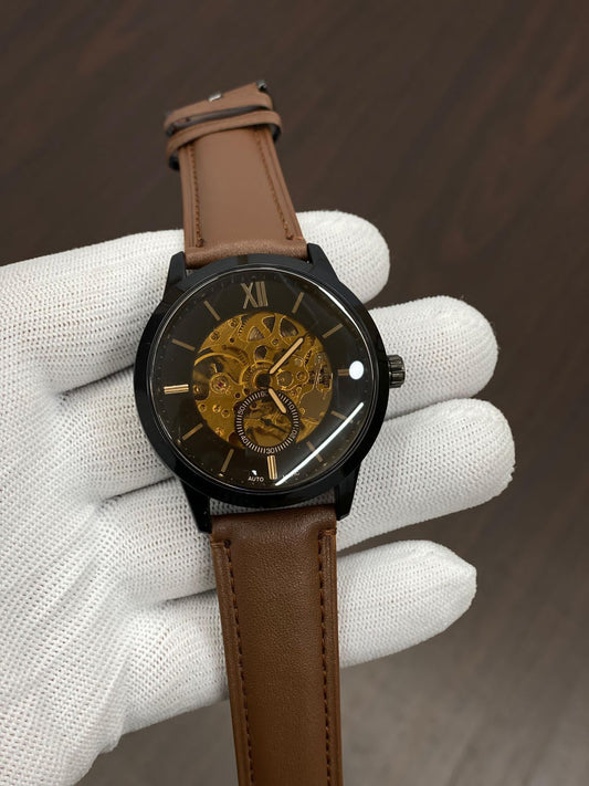 SOF Brown Strap Black Gold dial Men’s Watch 901654