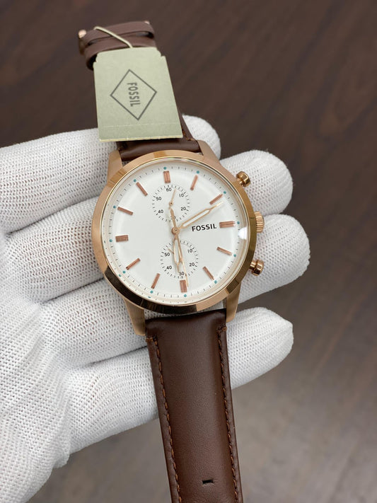 SOF Brown Strap Gold Ring White dial Men’s Watch 901655