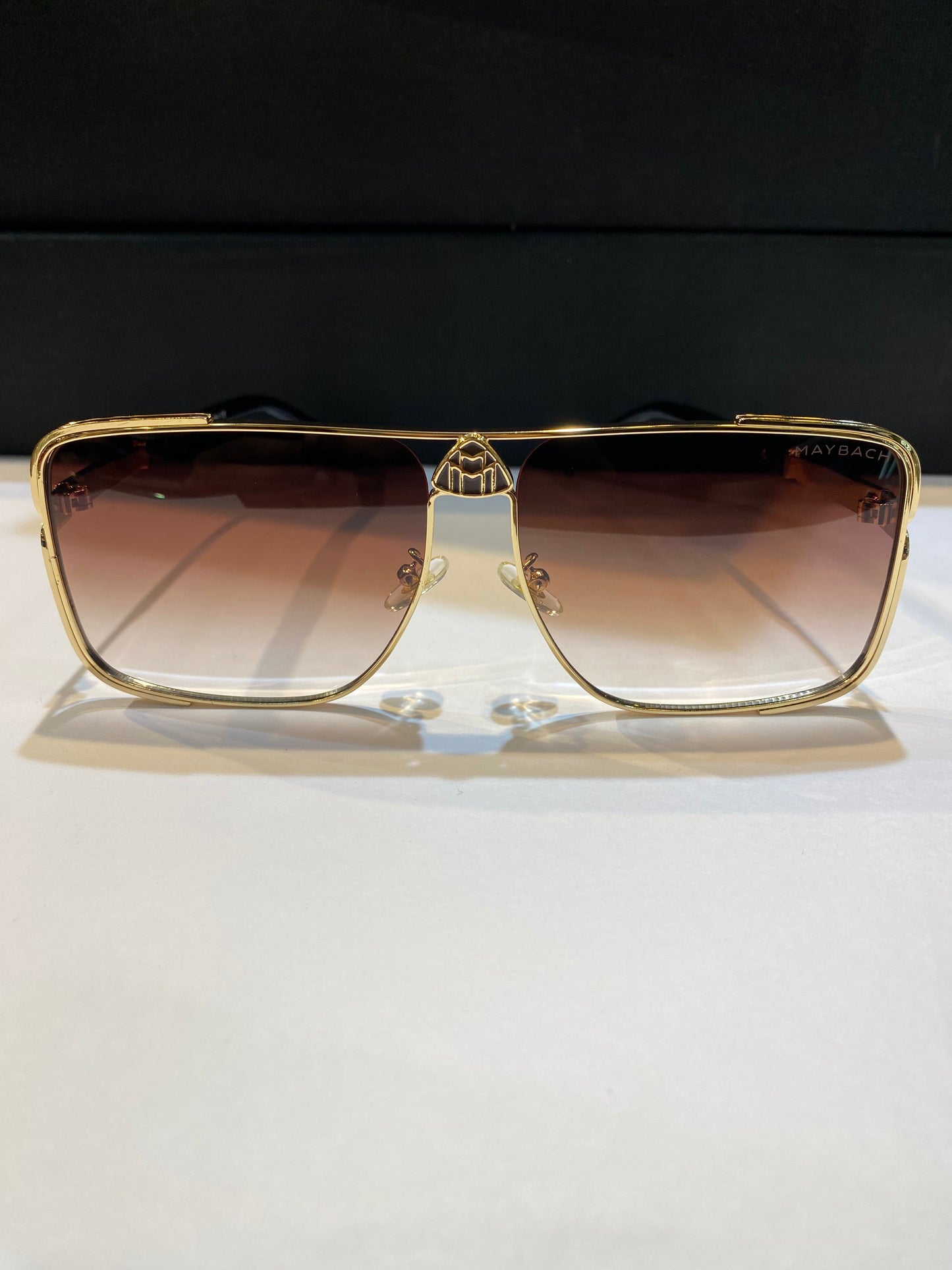 YAM MAY Golden Frame Brown And White Double Shade Unisex Sunglass GZ1295 56 18 140