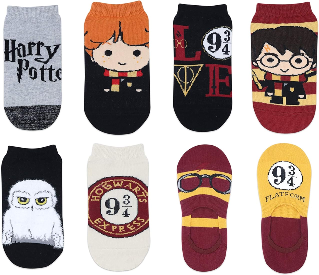BZ x Harry Potter Unisex Cotton Loquat Socks with Gift Box (8 Pair Pack)