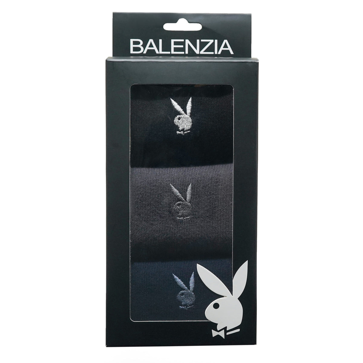 BALENZIA MEN'S PLAYBOY SOLID CREW SOCKS WITH MOTIF | 3-PACK | FREE SIZE
