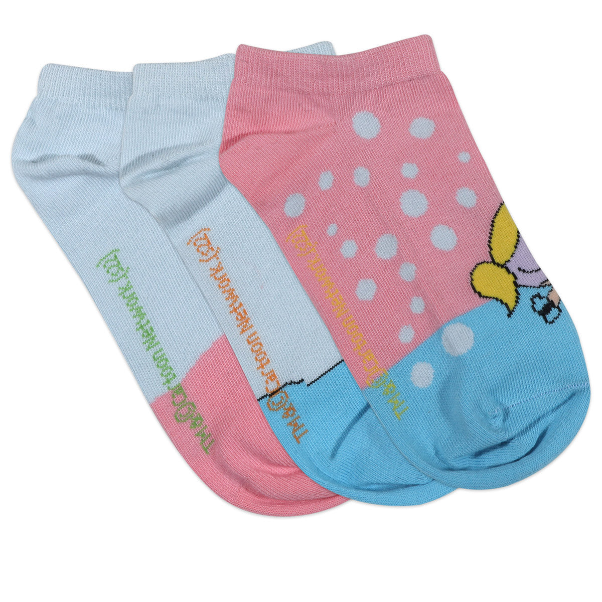 POWERPUFF GIRLS BY BALENZIA LOWCUT SOCKS GIFT PACK FOR WOMEN (PACK OF 3 PAIRS/1U)(FREESIZE)PINK,BLUE