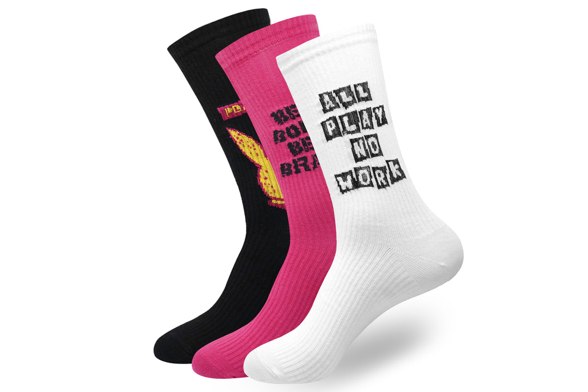 BALENZIA MEN'S PLAYBOY CREW SOCKS | FUN COLLECTION | 3-PACK | FREE SIZE