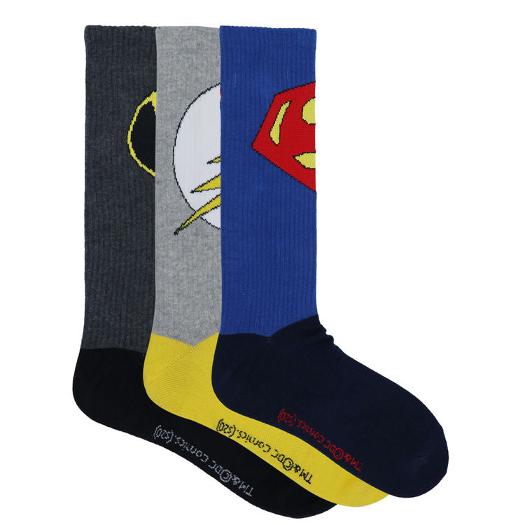 Balenzia X Justice League Men's Sports Socks Superman, Batman, Flash Pack Of 3 - Multi-Color | (Free Size)