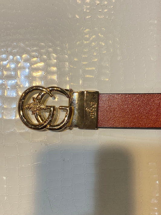 CUG GUC Rose Gold Buckle Black Rust Strap Colour Double Side Unisex Belt 987494