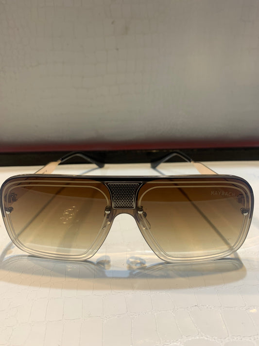 YAM MAY Golden Frame Brown White Shade Unisex Sunglass SUN 012