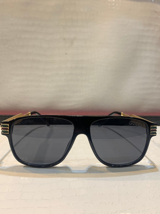 CUG GUC Black Gold Frame Black Shade Unisex Sunglass SUN 014