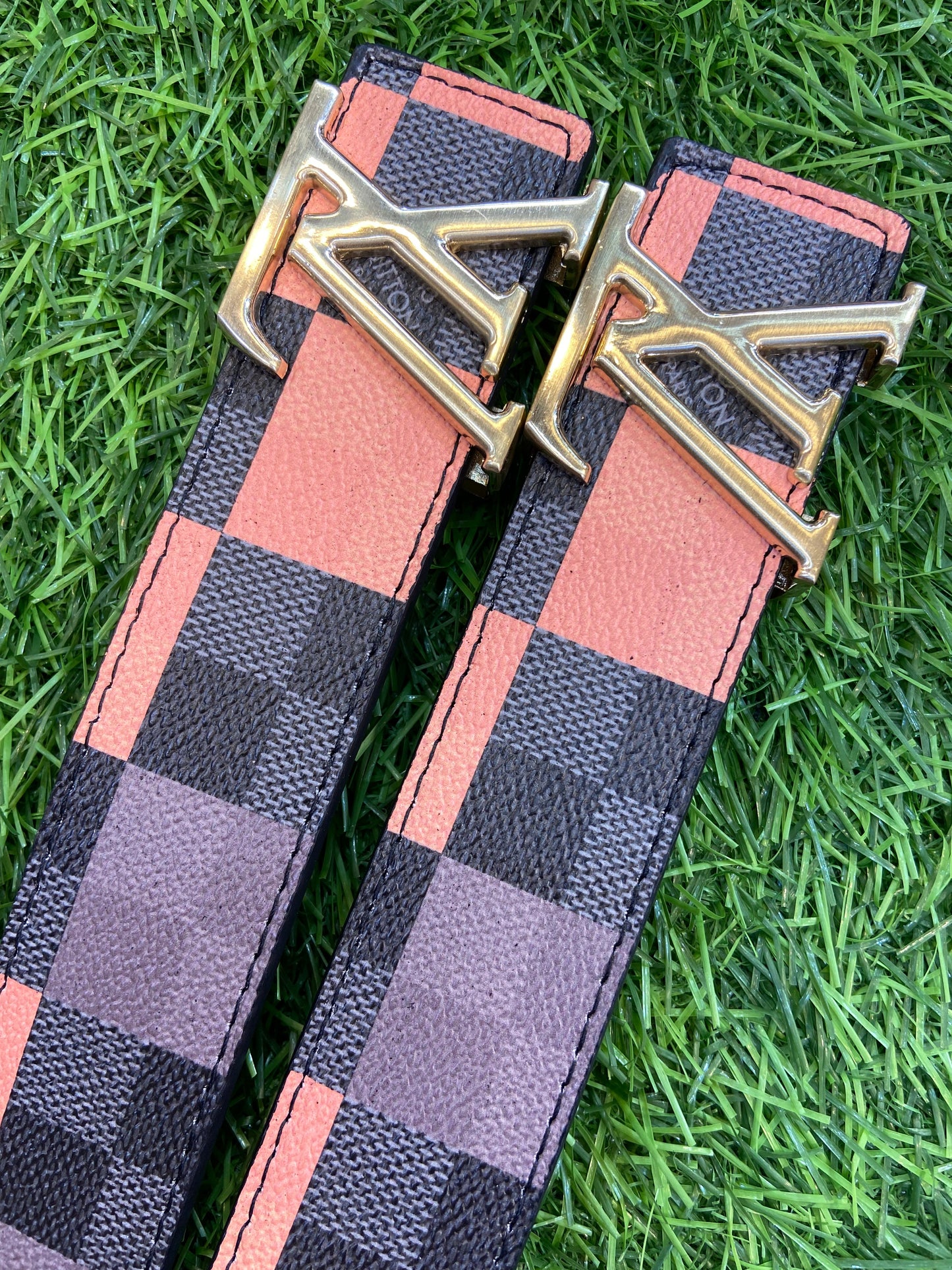 Vl UOL Multi Colour Check Print Premium Quality Metal Buckle Men’s Belt 114565