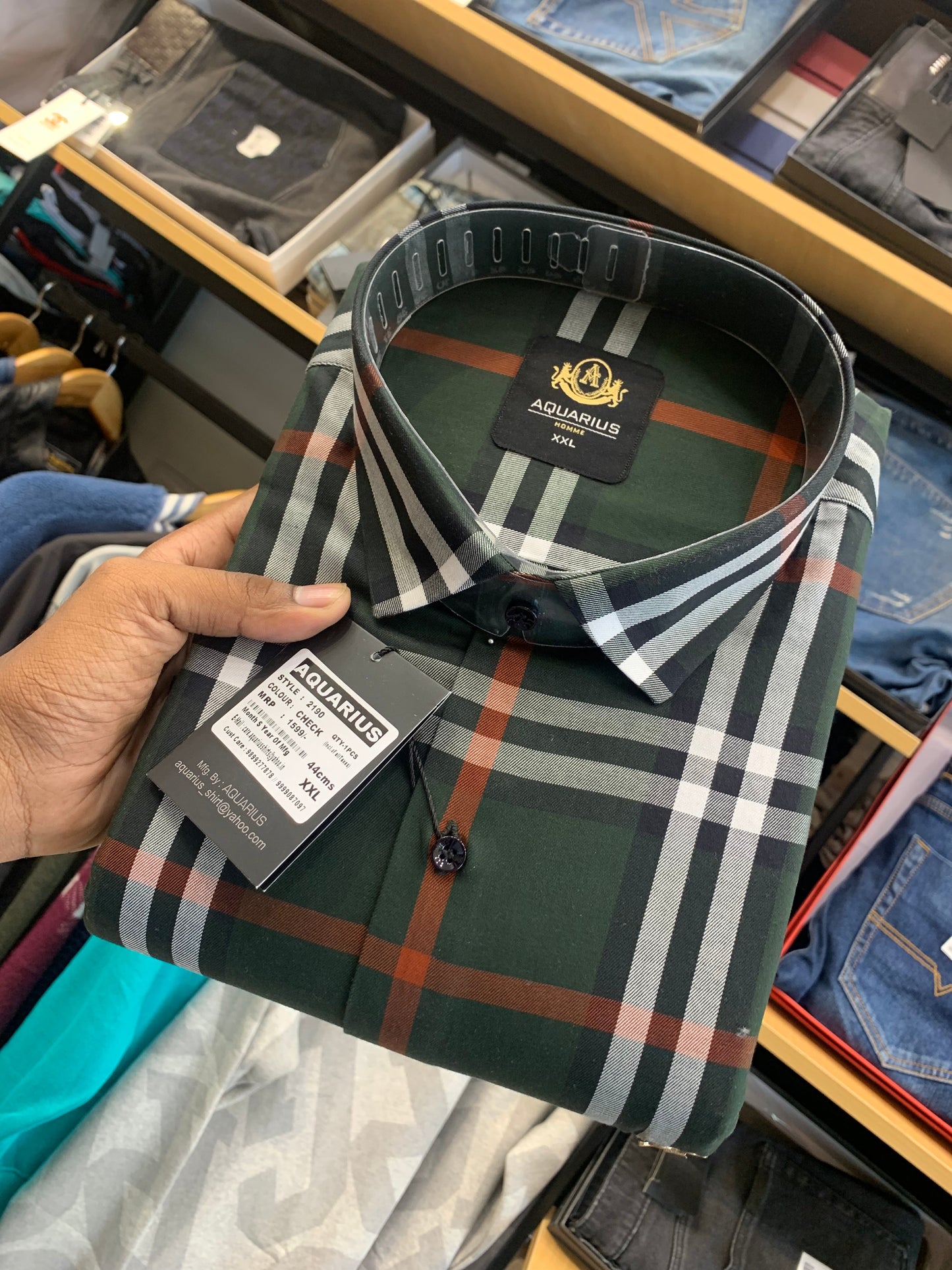 RUB Green Check Aquarius Premium Quality Check Shirt 2190