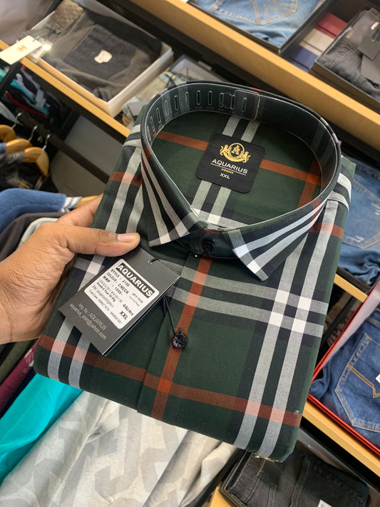 RUB Green Check Aquarius Premium Quality Check Shirt 2190