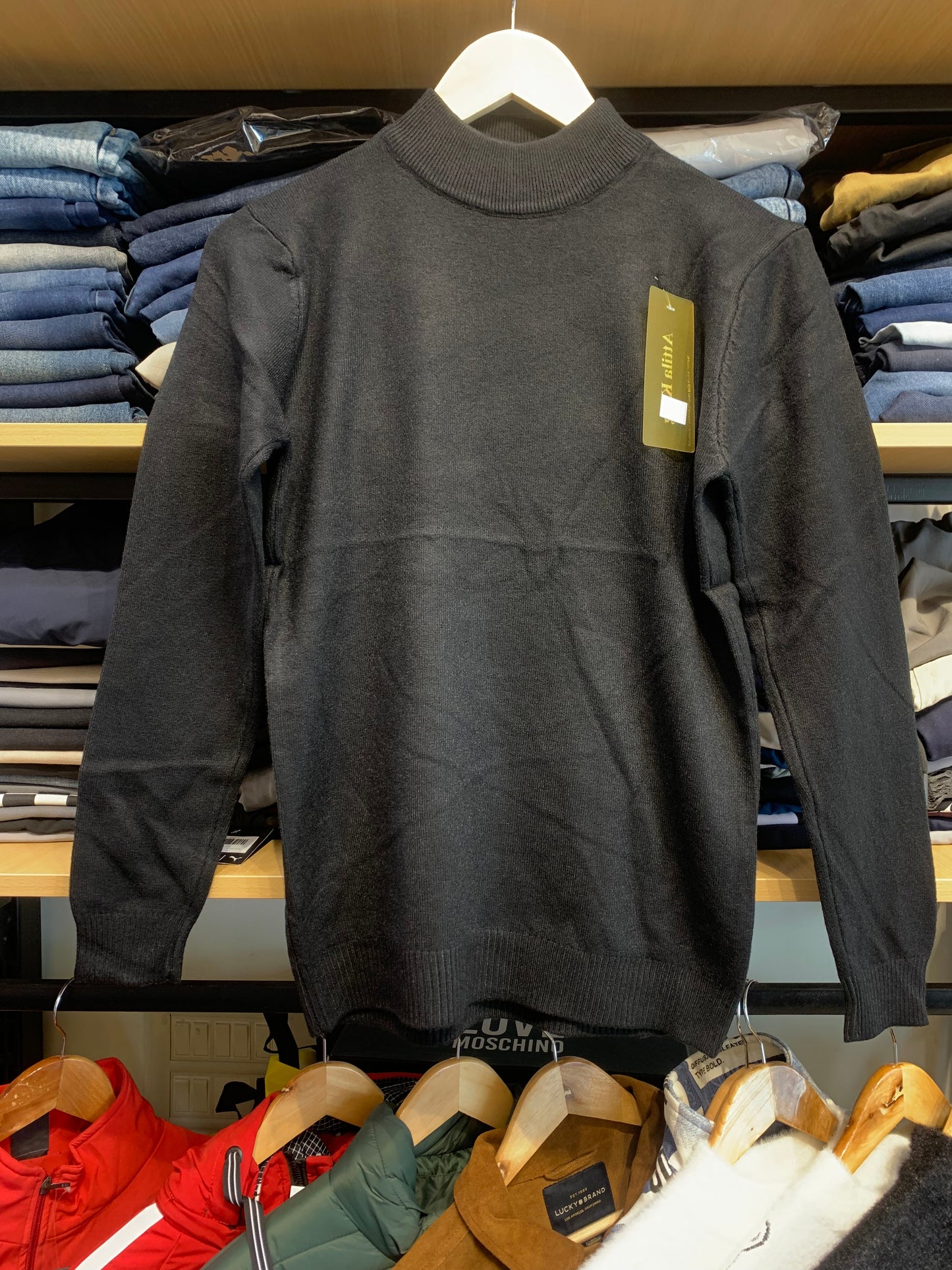 Black Colour With Plain Turtleneck Sweater Silm fit Sweater Unisex Sweater 19340
