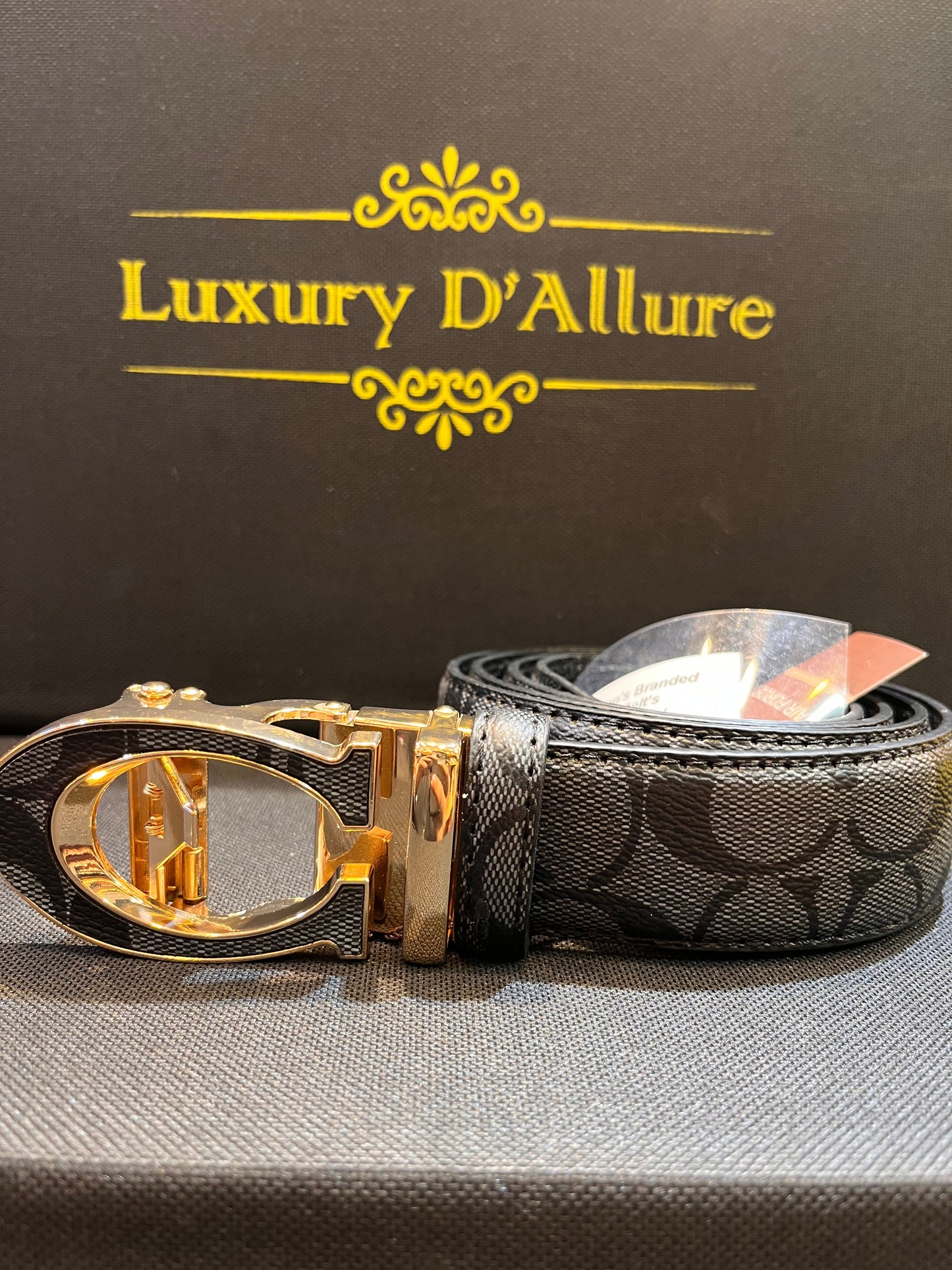 Coa Aoc Grey Strap Gold Buckle Men’s Belt 64619