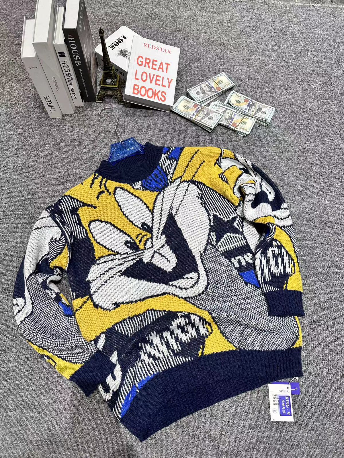 Blue Yellow Colour Kintted Premium Quality Printed Sweater 67907