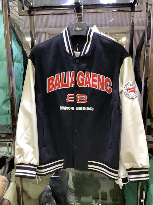 LAB Black Colour With Front Embroidery Premium Quality Varsity Jacket 95621