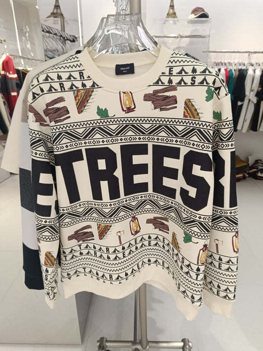 Trees Cream Colour With Front and Back Print Full Sleeve Premium Quality Sweatshirt 23250
