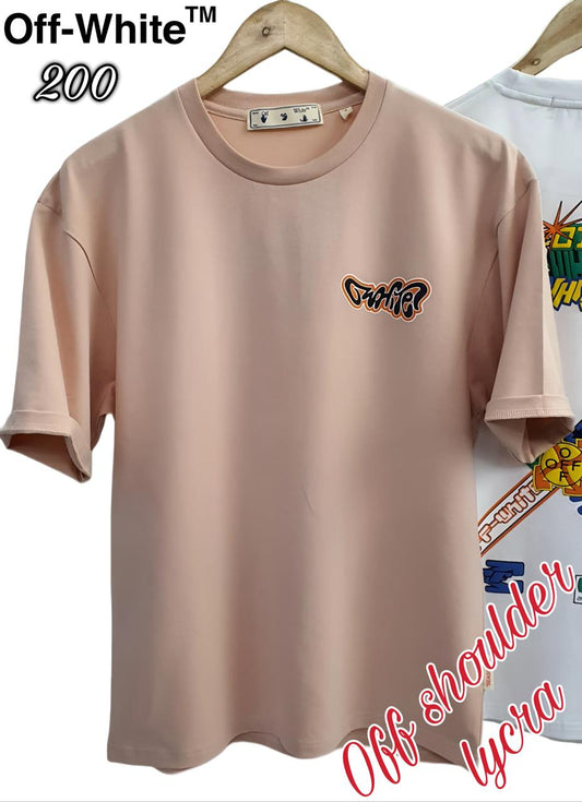 FFO Peach Colour With Back Print Half Sleeve Drop Shoulder 30121