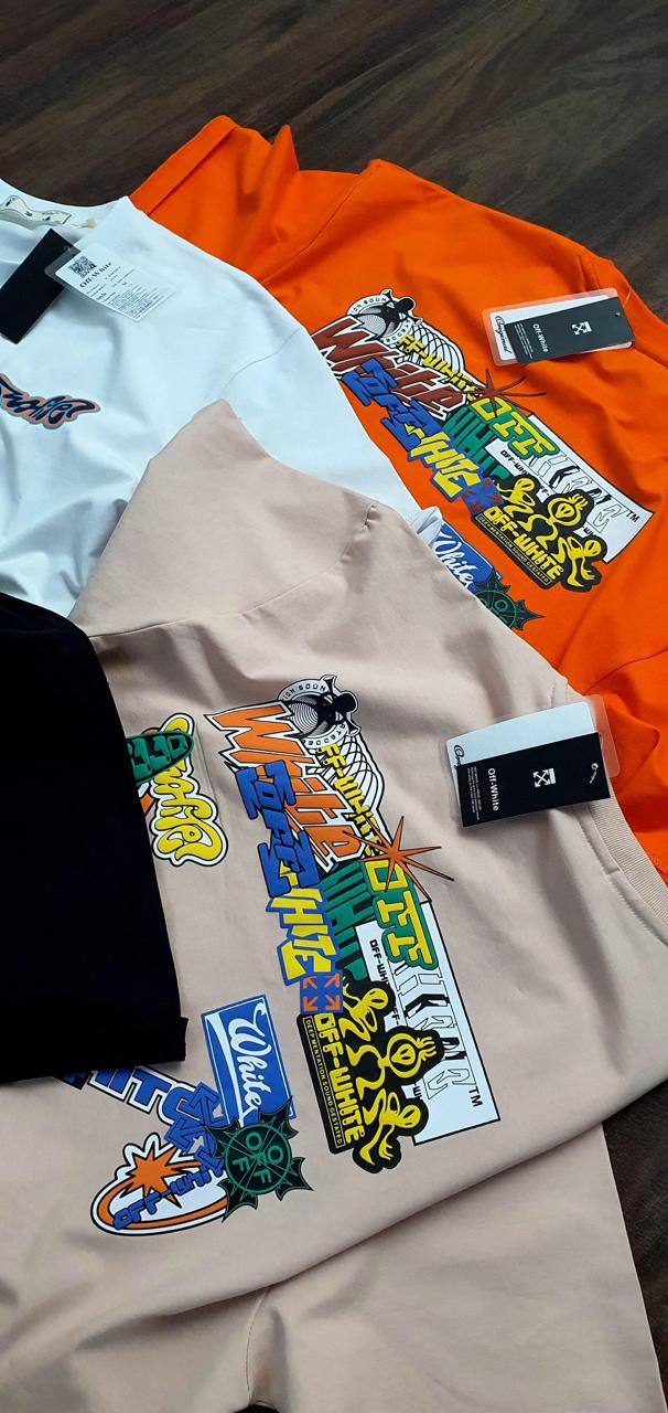 FFO Black Colour With Back Print Half Sleeve Drop Shoulder 30124