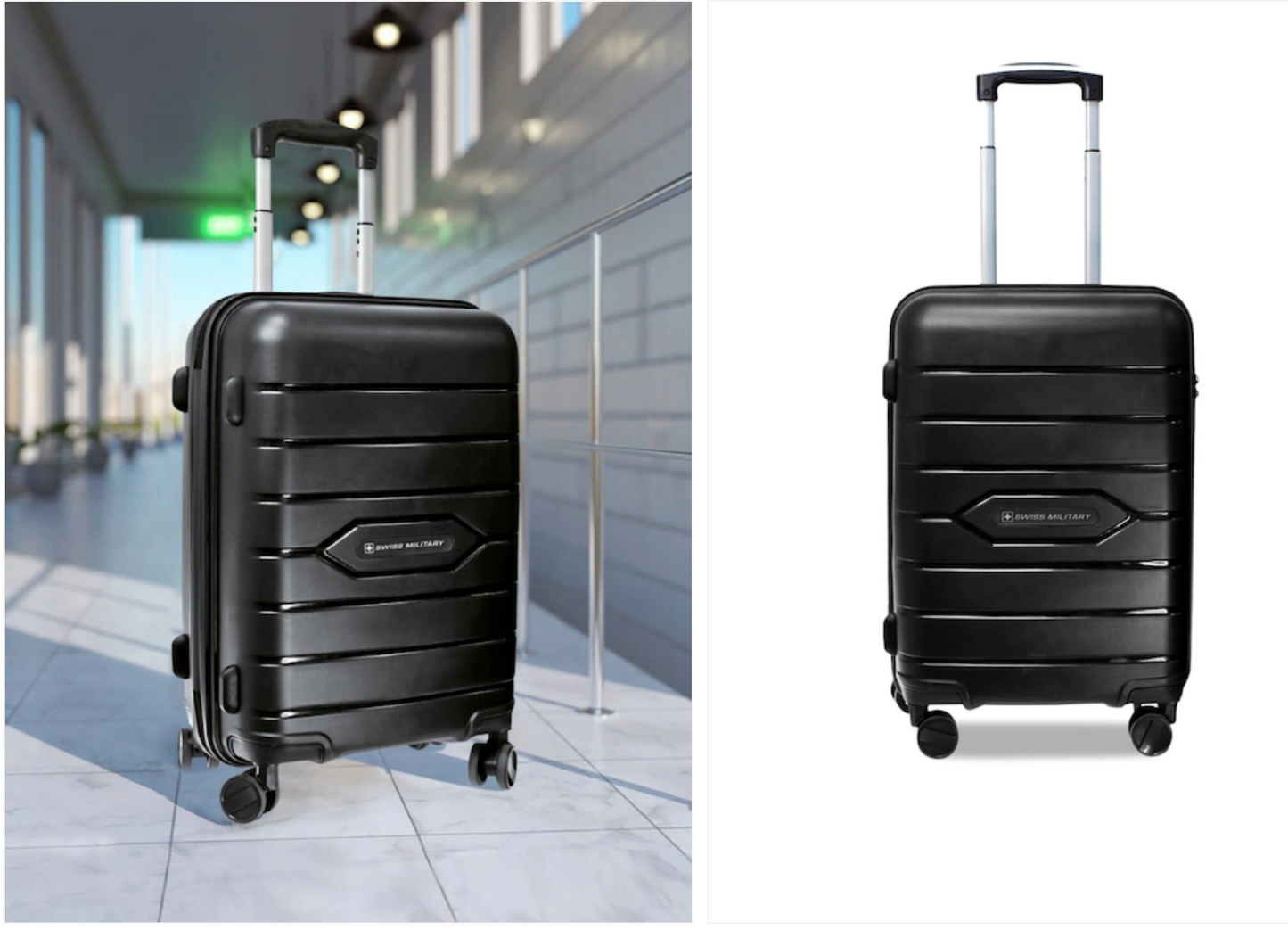 SWISS MILITARY Blue Textured Hard-Sided Cabin Trolley Suitcase