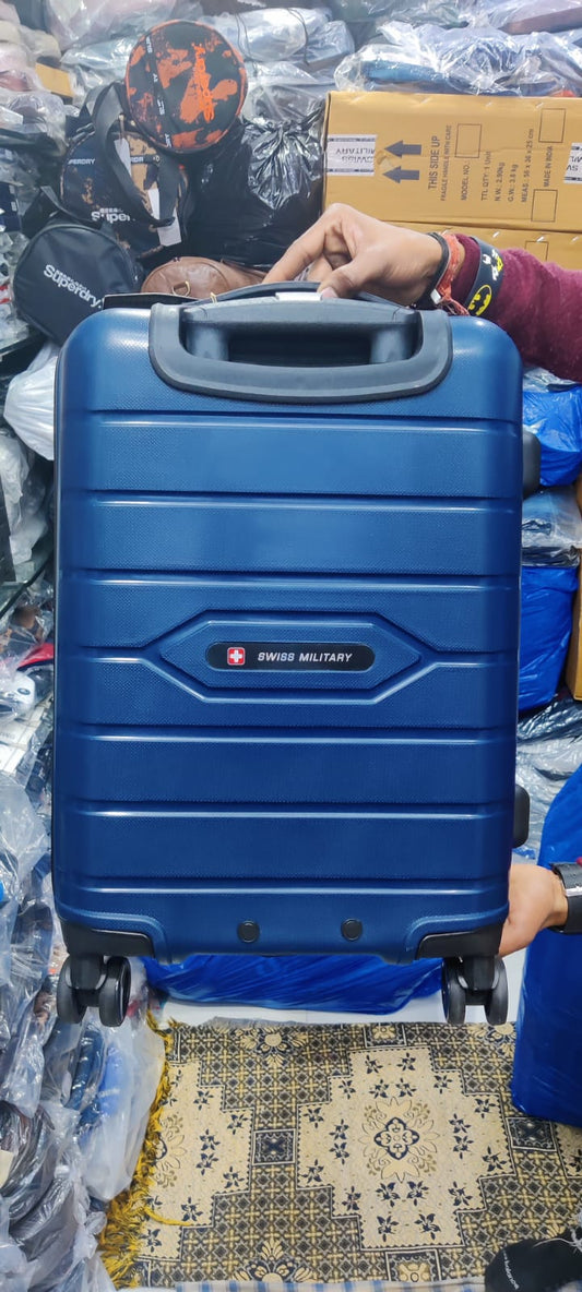 SWISS MILITARY Blue Textured Hard-Sided Cabin Trolley Suitcase