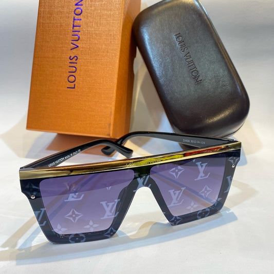 UOL Black Frame Blue Shade Printed Glass Unisex Branded Sunglasses 21020 55 19-139