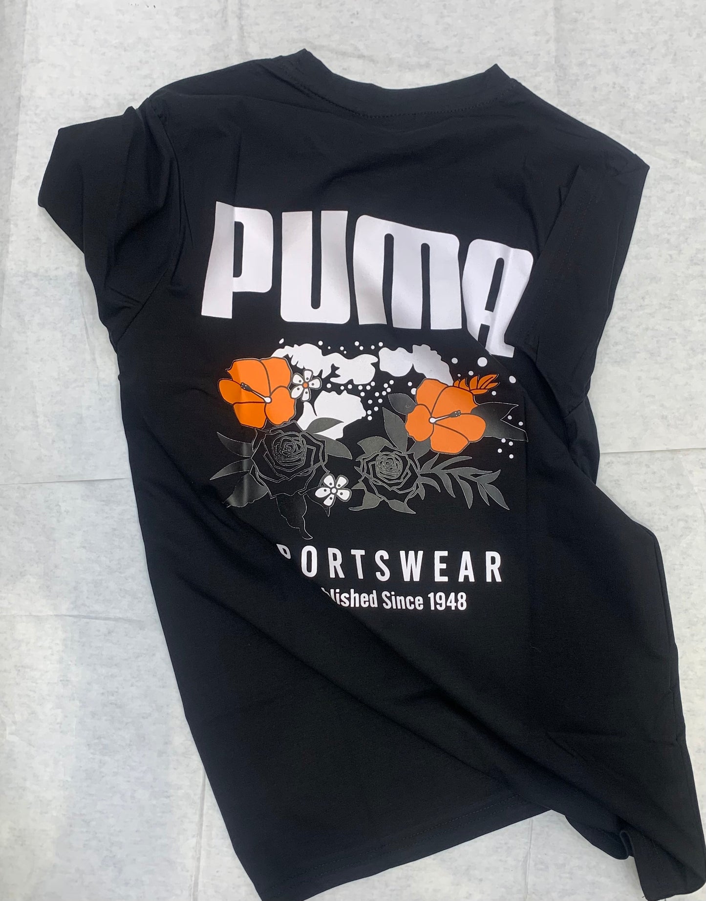 MUP Black Colour With Back Floral Print Half Sleeve Tshirt 50116
