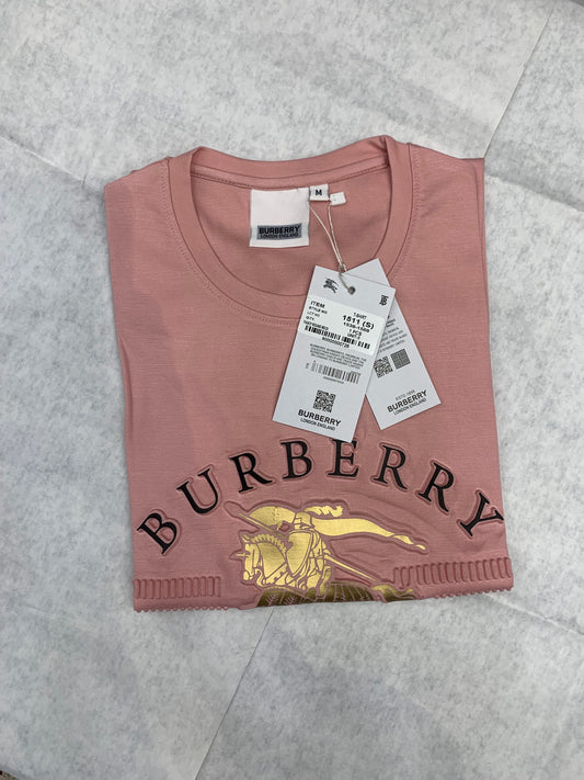 RUB Peach Colour With Front Gold Print Half Sleeves Tshirt 50163
