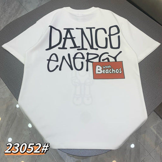 White Colour With Front Back Embroidery Print Premium Quality Tshirt 23052